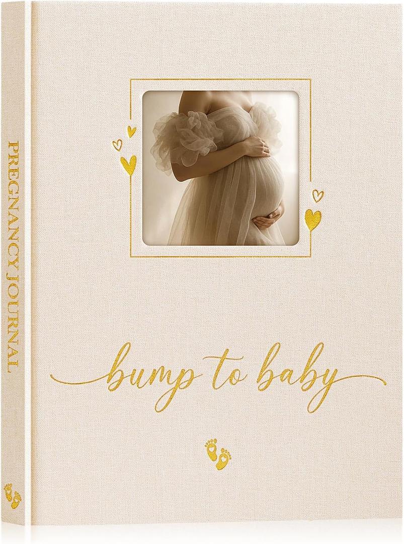 Lanpn My Pregnancy Journal Memory Book for First Time Mom, 156 Page Pregnant Announcement Must Have Planner, Pregnancy Tracking Diary Scrapbook Keepsake Gift for Mom to Be Expecting New Parent Beige