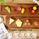2 Pcs Large Acacia Wooden Charcuterie Boards with Handle 36 x 12 Inch