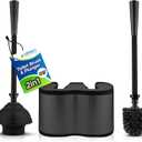 UMIEN Toilet Brush and Plunger Set 18-in - Updated 2025 No-Rust - Stainless Steel Design - Long Handles - with Freestanding Canister (Matte Black)