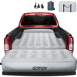 Truck Bed Mattress 5-5.5ft for Mid-Size Pickup, Fabric Texture Truck Bed Air Mattress with Tailgate Extender​,Customized for Tacoma/Gladiator/Colorado, with Detachable Air Pump, for Truck Bed Camping
