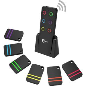 Esky Key Finder Locator with Sound, Stick-on TV Remote Control Finder, Item Locator Tags with 85dB Noise Sound 6 Receivers, Wallet Tracker Key Finders for Finding Keys, Remote Gift Idea (Black)