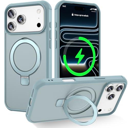 CHAOFEnG Magnetic Compatible with iPhone 17 Pro Max Case with Stand [Military Grade Drop Tested][Compatible with Magnet] Ring Translucent Slim Hard Back Soft Edge, Green