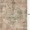 Farmhouse Floor Rugs for Living Room - Brown and Green Dining Room Area Rugs 8x10 for Bedroom, Washable, Soft, Lightweight & Stain Resistance, Neutral Dark Vintage Medallion Decor, Distressed Design
