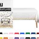 Eleclassi 12 Pack White and Gold Plastic Table Cloth Disposable Tablecloth DIA 84 in - Waterproof Plastic Tablecloths - Gold Polka Dot Birthday Tablecloth