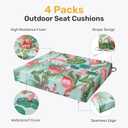 UNIKOME Outdoor Chair Cushions Pack of 4, Water Resistant Patio Cushions with Ties, High Density Sponge Filling Square Corner Seat Cushions for Outdoor Furniture, 18.5"*16"*3", Flamingos
