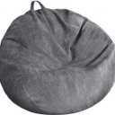 Stuffed Animal Storage Bean Bag Chair Cover (No Filler) Washable Ultra Soft Corduroy Bean Bag Cover for Organizing Plush Toys or Textile, Sack Bean Bag for Adults, Teens (Gray)