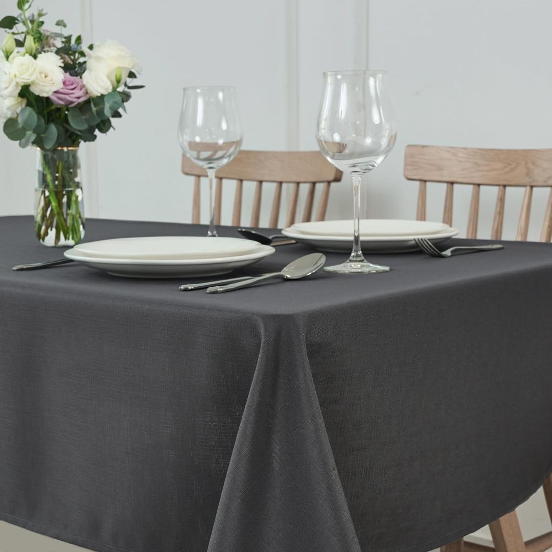 maxmill Square Tablecloth Water Resistance Antiwrinkle Spill Proof Linen Looking Texture Table Cloth, Decorative Fabric Table Cover for Banquet Parties Event Holiday Dinner, 70 x 70 Inch, Charcoal