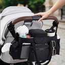 Momcozy Extra Large Stroller Organizer Max | with Food Grade Pacifier Teether Bag | 2 Insulated Cup Holder | Silicone Anti-Slip Straps | 3-Way Usage | Detachable Small Pouch | for UPPAbaby/Doona