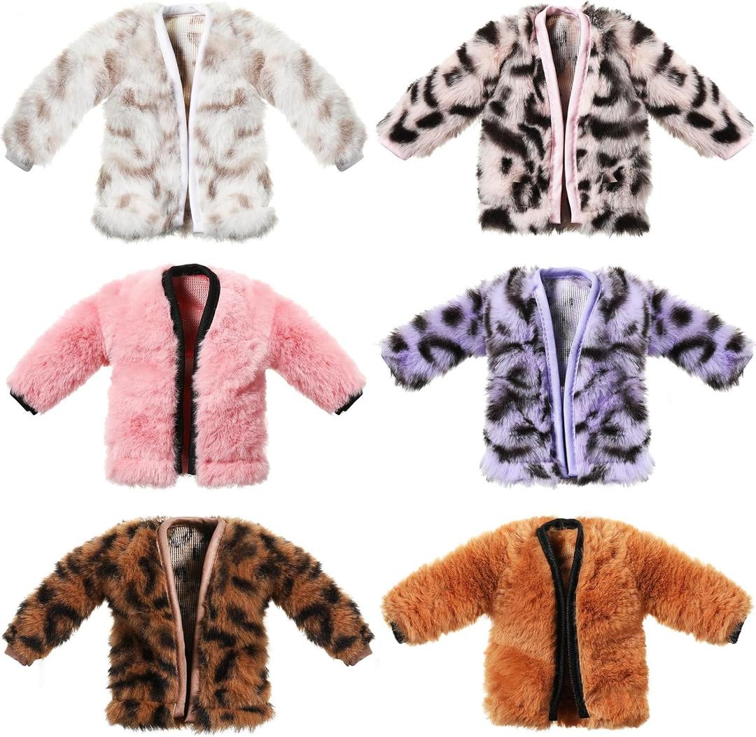 6 Pieces 11.5 Inch Girl Doll Clothes Accessories Winter Coat Doll Clothing Doll Outfits for Girls Birthday Gifts Pretend Play Doll Decor