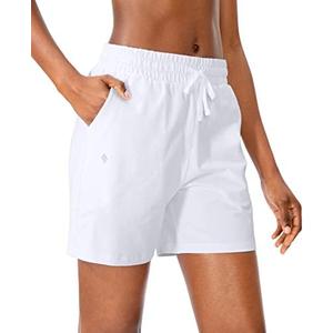SANTINY Women's Cotton Shorts 5'' Lounge Yoga Shorts Jersey Sweat Bermuda Shorts for Women Walking Athletic with Pockets, Size: 2XL