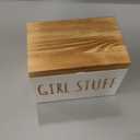 Tampon Holder for Bathroom with Hinged Lid, Feminine Product Organizer, Bathroom Period Products, Toilet Organizer, Bathroom Accessories Box for Girl Stuff (White)