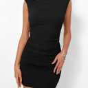 Trendy Queen Womens Boat Neck Going Out Mini Dress Summer Party Club Bodycon Dresses 2026 (Black, M)