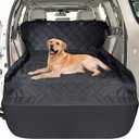F-color SUV Cargo Liner for Dogs - Waterproof Pet Cargo Liner, Comfort Dog Cargo Cover with Bumper Flap Protector, Scratchproof Non-Slip Mat for Standard SUVs Sedans, 55 x 81 Inch, Black