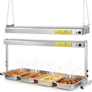 48-Inch Food Heat Lamp Strip, 1350W Commercial Food Warmer Lamp Buffet Warmers Stainless Steel Catering Heat Lamps for Restaurant Parties, Sliver 115V