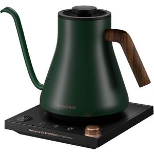 INTASTING Electric Kettles, Gooseneck Electric Kettle, 1 Temperature Control, Stainless Steel Inner, Quick Heating, for Pour Over Coffee, Brew Tea, Boil Hot Water, 0.9L Hunter Green