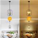 ACNKTZ Small Black and Gold Chandelier for Foyer, 4-Light Geometric Metal Entryway Light Fixture Hanging, Modern Farmhouse Pendant Lighting for Kitchen Island Breakfast Nook Bedroom Stairway Office