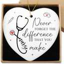 Nurse Gifts for Women Hanging Ornament Nursing Week Gifts for Rn LPN NP Appreciation Graduation Retirement Birthday Nursing Ideas Gift Christmas Tree Ceramic Heart Keepsake, Pack Of 2