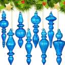 Mifoci 8 Pcs 6 Inch Mercury Glass Finial Christmas Ornaments Hanging Christmas Finials Glass Ornaments Assorted Mercury Decor for Vintage Holiday Xmas Tree Decoration(Blue)