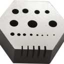 TAURISH Hexagonal Steel Riveting Anvil Block 17mm Thick Multi-Functional Bench Tool for Drilling, Riveting, Jewelry Making, and Watch Repair Hardened Steel Block with 15 Holes and 5 Slots