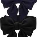 Skicuff 2 Pcs Women's Vintage Bowknot Belt with Elastic for Dresses Stretch Cinch Belts Dress Party Accessories (Black, Navy Blue)
