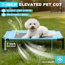 S/M/L Outdoor Elevated Dog Cot with Canopy & Side Shade for Camping Small Medium Dogs (Carry Bag), Portable Cooling Raised Dog Bed