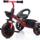 Kids Tricycle with Colorful LED Lights for Toddlers 1-3 Years, Stable 3-Wheel Design & Storage Basket for Fun Indoor Outdoor Ride, Gift for Baby Boy Girl