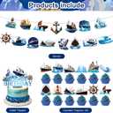 59 Pcs Nautical Birthday Party Supplies, Ocean Themed Party Decoration with Backdrop, Balloons, Cake Cupcake Topper