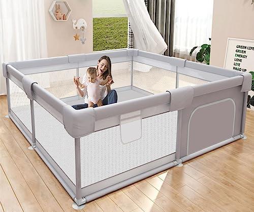 Hiaksedt Baby Playpen 50x50 Inch, Play Pens for Babies and Toddlers Baby Fence Play Yards for Indoor & Outdoor with Breathable Mesh Anti-Fall Playpen