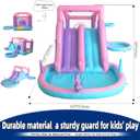 9-in-1 Inflatable Water Slide Bounce House 3 Slides Splash Pool Water Cannon Ball Pit Basketball 520W Blower 197x148x75 Inches Backyard Water Park for Kids Ages 3-8, Lager