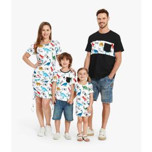 PATPAT Matching Family Outfits Mommy and Me Summer Outfits Short Sleeve Bodycon Dresses and T-Shirts Boy 3-4Y