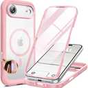Miracase Magnetic for iPhone Air Case 6.5" [Compatible with MagSafe] Full-Body Phone Case with Built-in Glass Screen Protector & Camera Control,Drop Proof iPhone 17 Air Case Cover, Pink