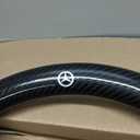 New Fit Be Leather Steering Wheel Cover,Stylish Nappa Leather Carbon Fiber Texture Protector,Non-Slip,Universal 15inch Compatible with Mercedes Benz Accessories (Old -Black)