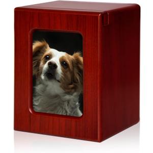 PCS Pet Urns for Dogs Ashes, Dog Photo Urn, Urns for Dog Ashes, Pet Cremation Box Red-Small (S(0-25lbs))