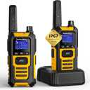 Radioddity HD-1 IP67 Waterproof Floating Heavy Duty Walkie Talkies, Long Range Two Way Radio with 2400mAh Battery, One-Key Group Call, Vibrate Alert, SOS, Dual PTT for Hunting Road Trip, 2 Packs