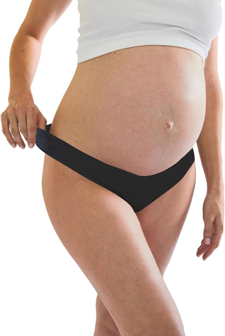 Bonks Seamless Maternity Underwear Thong  Flexible and Stretchable to Adapt to Body Changes  Prewashed Emergency Panties (One Size, Black Magic (1 Pack))