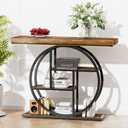Console Tables for Entryway, 4-Tier Industrial Narrow Wood Sofa Table, Entryway Table with Storage Shelves for Living Room (Without Outlet & LED)