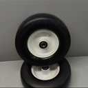 13x6.50-6 Flat Free Lawn Mower Tires and Wheels 3/4" 5/8" 1/2" Ball Bearings, 13x6.5x6 Zero Turn Mower Front Tires, Smooth Tires for Commercial Grade Lawn 5.5"-7.5" Adjustable Centered Hub (White)