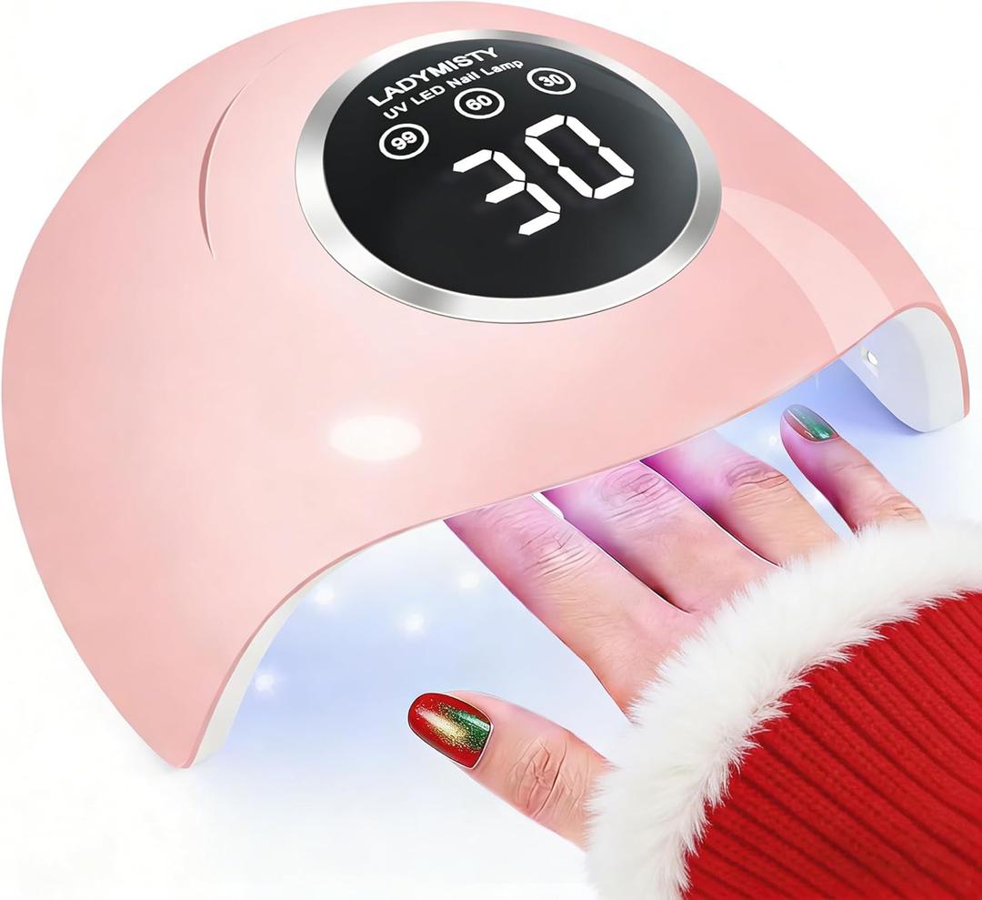 72W UV LED Nail Lamp, 2026 New Upgrade UV Light for Gel Nails with 18 Beads, 3 Timer Nail Dryer, LCD Display, Auto Sensor, Professional Nail Lamps for Gel Polish  Perfect Christmas Gifts, Pink Lamp