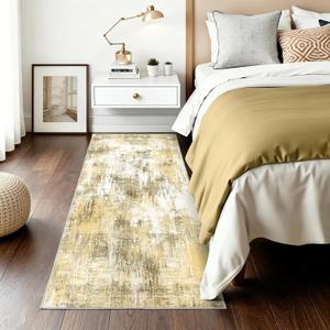 2x6Ft Living Room Runner Rugs Non-Slip Modern Abstract Runner Rug Washable Rugs Carpet for Bedroom Pile Rug for Living RoomBedroom, Dining Room, Kids Playroom, Home Office Yellow
