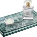 Emibele Bathroom Tray - Resin Countertop Vanity Tray with Jewelry Storage & Organizer for Candle, Plant, Perfume, Shampoo, Towel - Home Decor, Medium, Ink Green