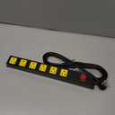 Heavy Duty 6 Outlet Metal Long Power Strip, 2700J Surge Protector with 15A Circuit Breaker, 6FT Extension Cord, Wall Mount for Garage, Workshop & Industrial Use, Wide Spaced (6ft)