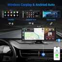 Wireless Apple Carplay Screen for Car with 4K Dash Cam, 10.26" Portable Apple Carplay & Android Auto, HD Touchscren with 1080p Backup Camera, Voice Control/Mirror Link/GPS/BT/FM