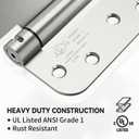 3 Pack Self Closing Door Hinges, 4 Inch Spring Loaded Door Hinges for Garage, Front, Back Door, Left/Right Hand, Adjustable Tension, 5/8'' Radius Corners, UL Listed, Brushed Nickel