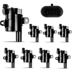 UF262 Round Ignition Coil Pack Set of 8 Compatible with 4.8L 5.3L 6.0L V8 Chevy Avalanche Silverado Tahoe Suburban/GMC Sierra Savana Yukon/Escalade Replaces OE# D585, C1251