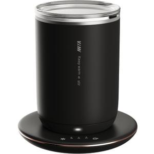 Self Heating Coffee Mug,10oz Heated Mug with Warmer,Smart Temperature Control from 100-149℉,Keep Beverages Warm & Self Stirring,Black