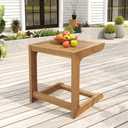 Christopher Knight Home Dessa Outdoor Side Table, Acacia Wood End Table, C Shape Small Coffee Table, Wooden Slat Panel Design, Lightweight Easy Move, Acacia Wood Frame Desk for Poolside Backyard, Teak