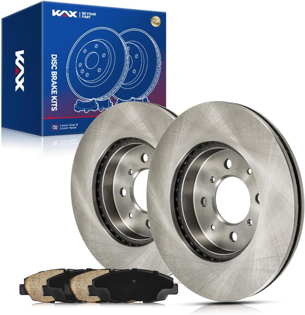 KAX Front Brake Kit, Carbon Fiber Ceramic Brake Pads and Rotors | Fits Hyundai Elantra 2011-2016, Elantra Coupe 2013 2014, Elantra GT 2013-2016, Veloster 2012-2016, Kia 2014-2016