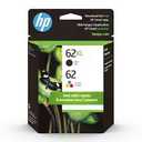 HP 62XL Black / 62 Tri-Color Ink Cartridges, N9H67FN, 2 / Pack 2 PK
