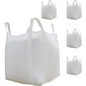 S-Helper FIBC Bulk Bag - 2650 lbs Capacity, 39x39x39 inches, Polypropylene (PP), Open Top, White, Rectangular, Reusable, 1-Pack