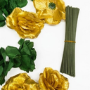108pcs Roses Head Flowers with Stem  Emerald Green Gold Artificial Flowers Rose Bulk  Silk Rose Fake Flower for Wedding Bouquet Decor DIY Baby Shower Centerpieces St Patrick's Day Decoration